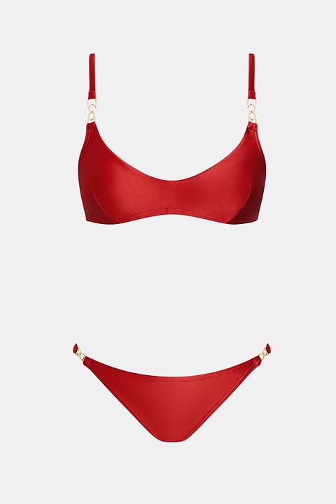 French Romance Red One-Piece Swimsuit