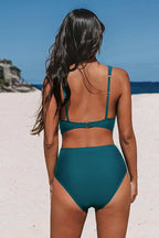 Brown Houndstooth Bikini Top & Reversible Bottoms Set
