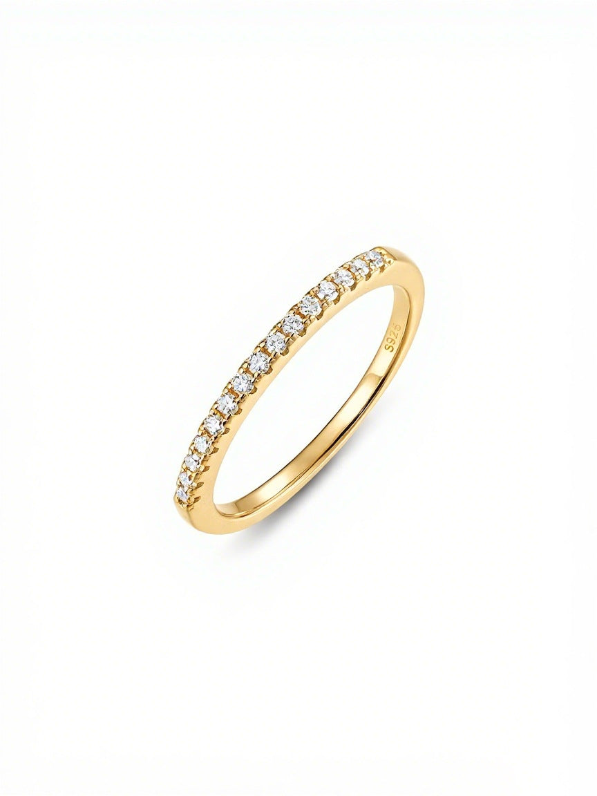 S925 Sterling Silver Half Eternity Moissanite Ring | 1.3mm & 2.0mm