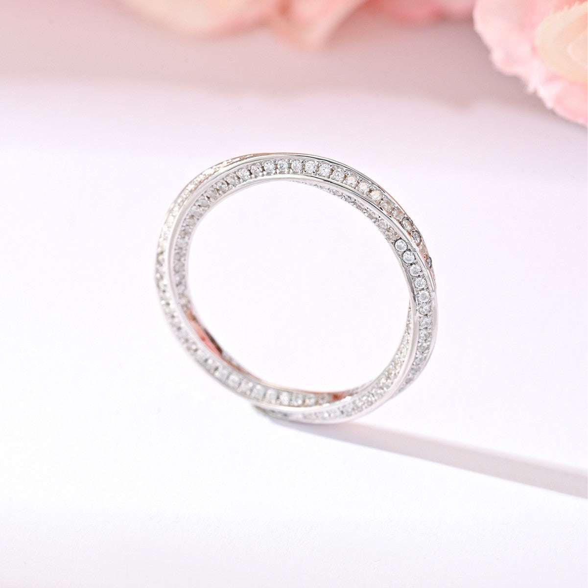 S925 Sterling Silver Möbius Moissanite Ring | Women's Luxury Jewelry