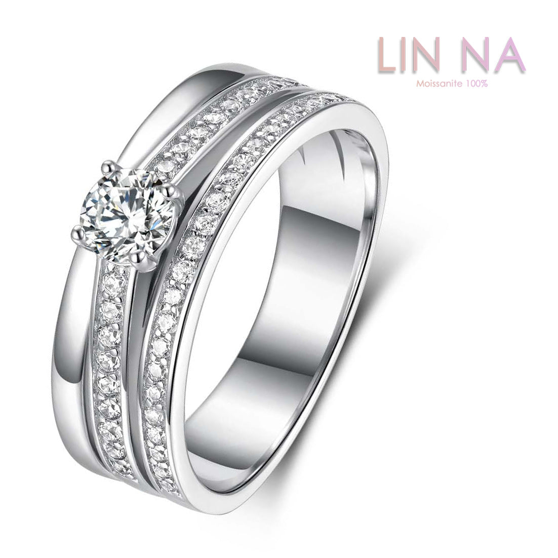 S925 Sterling Silver Men's Bold Moissanite Wide Ring | 0.4CT, US Size 5–11