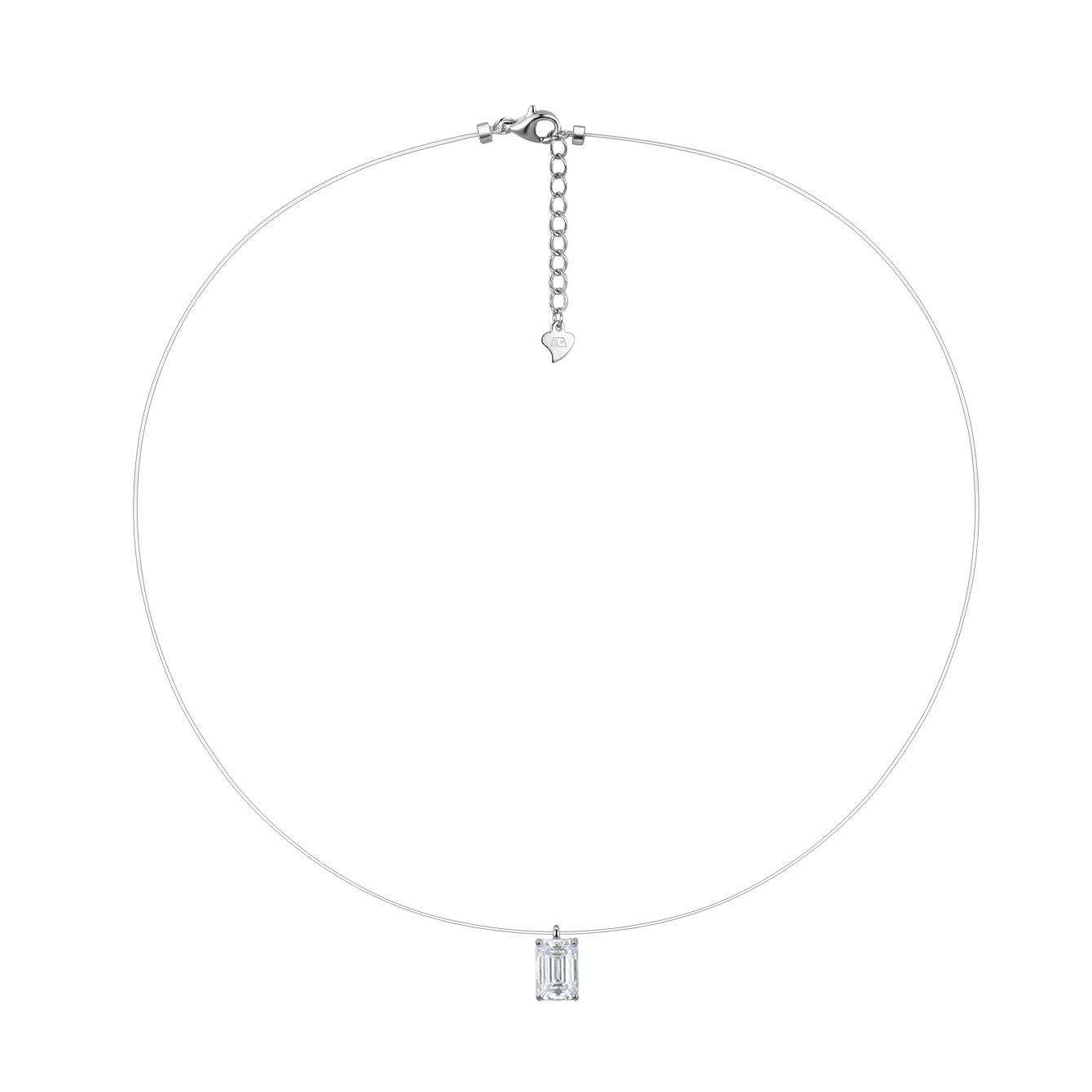 S925 Sterling Silver Moissanite Invisible Chain Necklace | Multiple Shapes & Carats