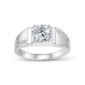 S925 Sterling Silver Men's Single Stone Moissanite Ring | 1CT, Gold & White Gold