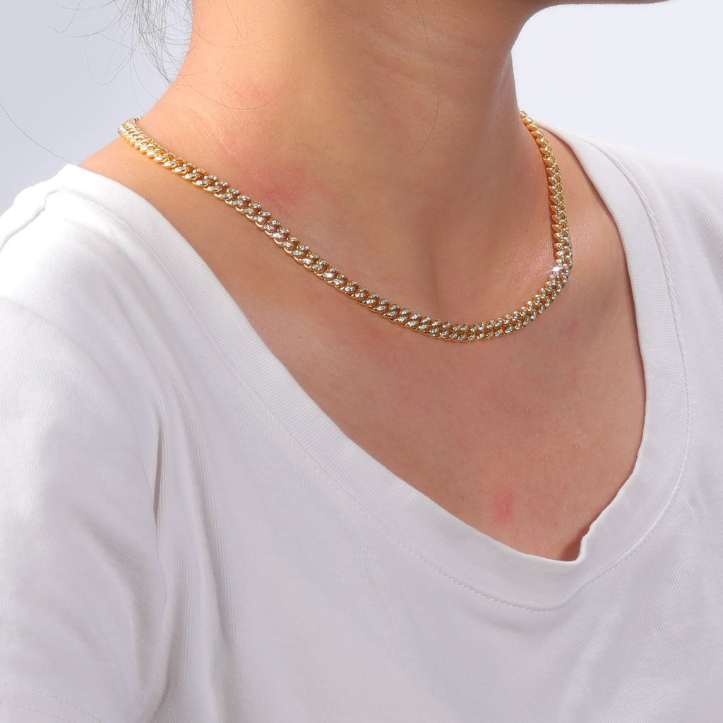 S925 Sterling Silver Moissanite Cuban Link Chain Necklace | Hip Hop, 5mm & 7mm