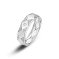 S925 Sterling Silver Men's Engraved Moissanite Ring | 2mm, Vintage Style