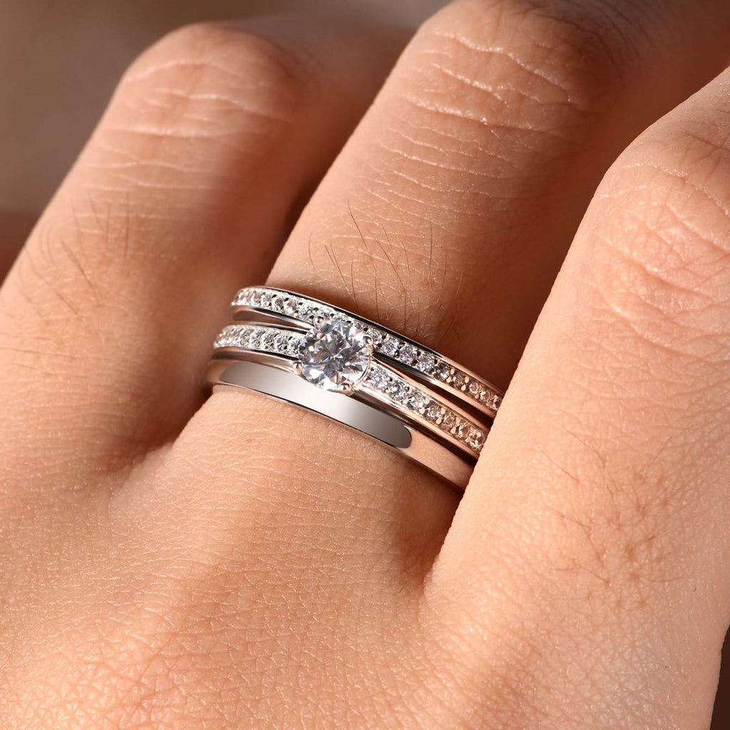 S925 Sterling Silver Men's Bold Moissanite Wide Ring | 0.4CT, US Size 5–11