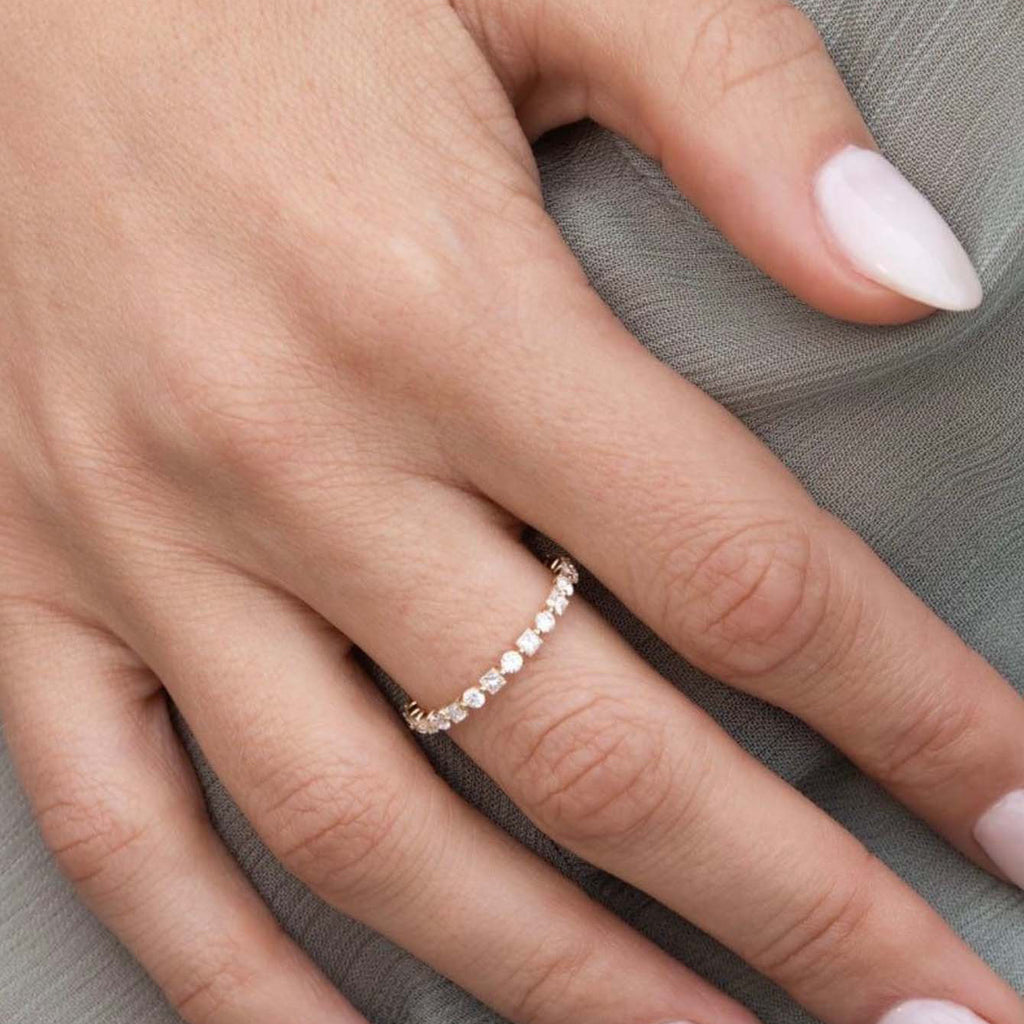 S925 Sterling Silver Alternating Moissanite Eternity Ring | Bestseller