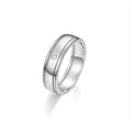 S925 Sterling Silver Men's Single Stone Double Rail Moissanite Ring | 2mm, Gold & White Gold