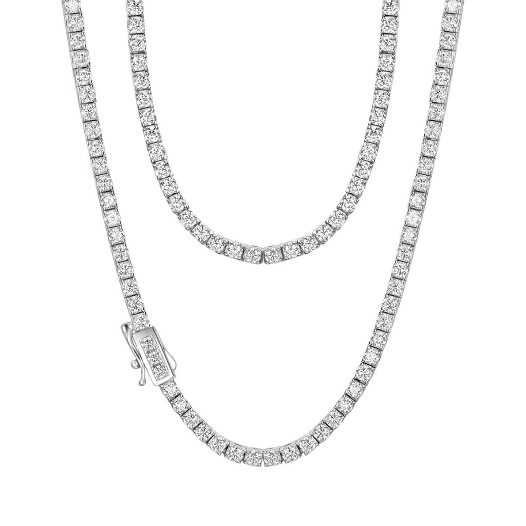 S925 Sterling Silver Moissanite Tennis Necklace | 2mm–6.5mm Stone Sizes