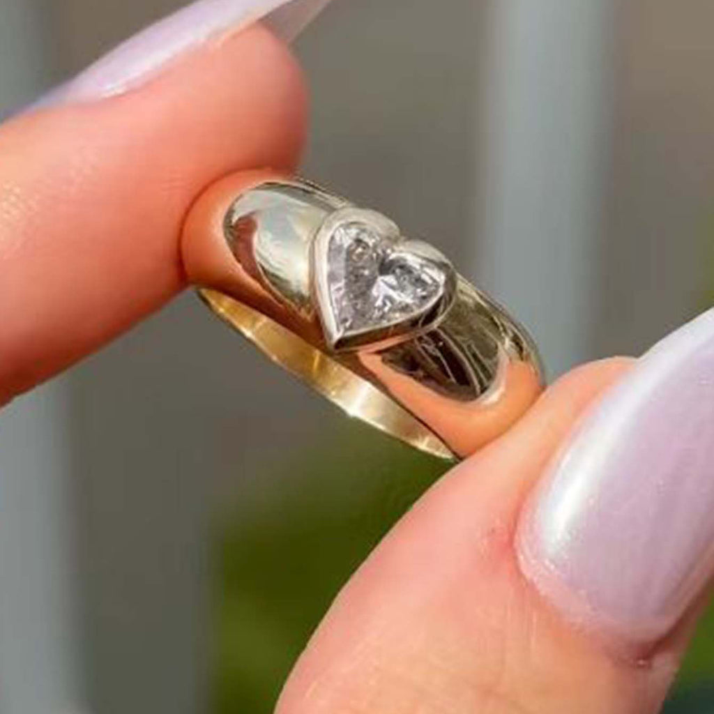 S925 Sterling Silver Heart Moissanite Women's Ring | 1.2CT, Gold & White Gold