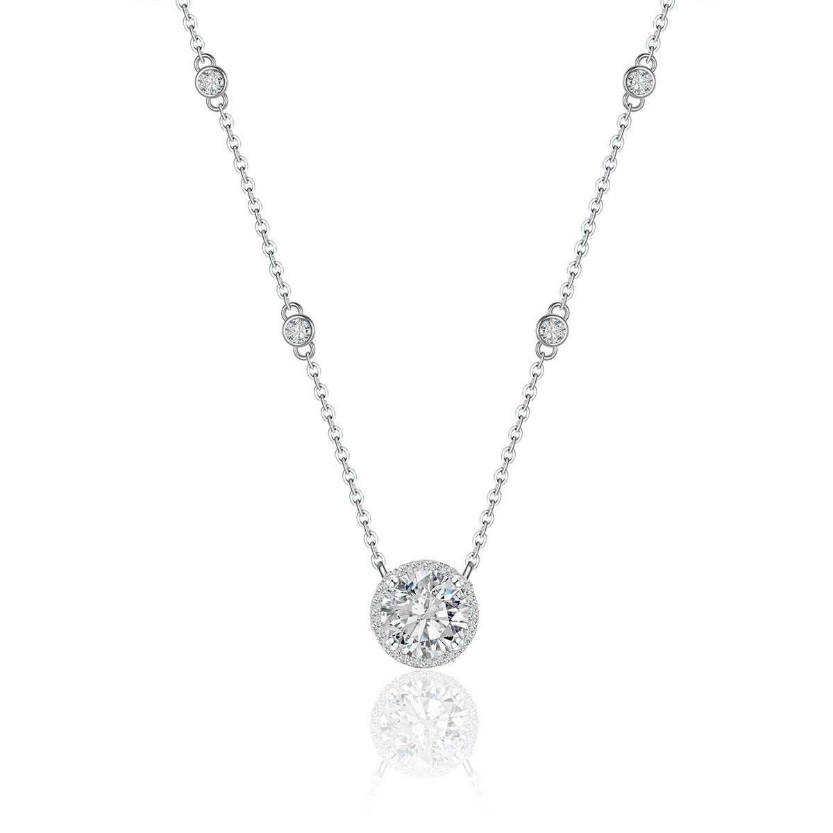 S925 Sterling Silver Starlight Moissanite Pendant Necklace | 0.5CT–3CT