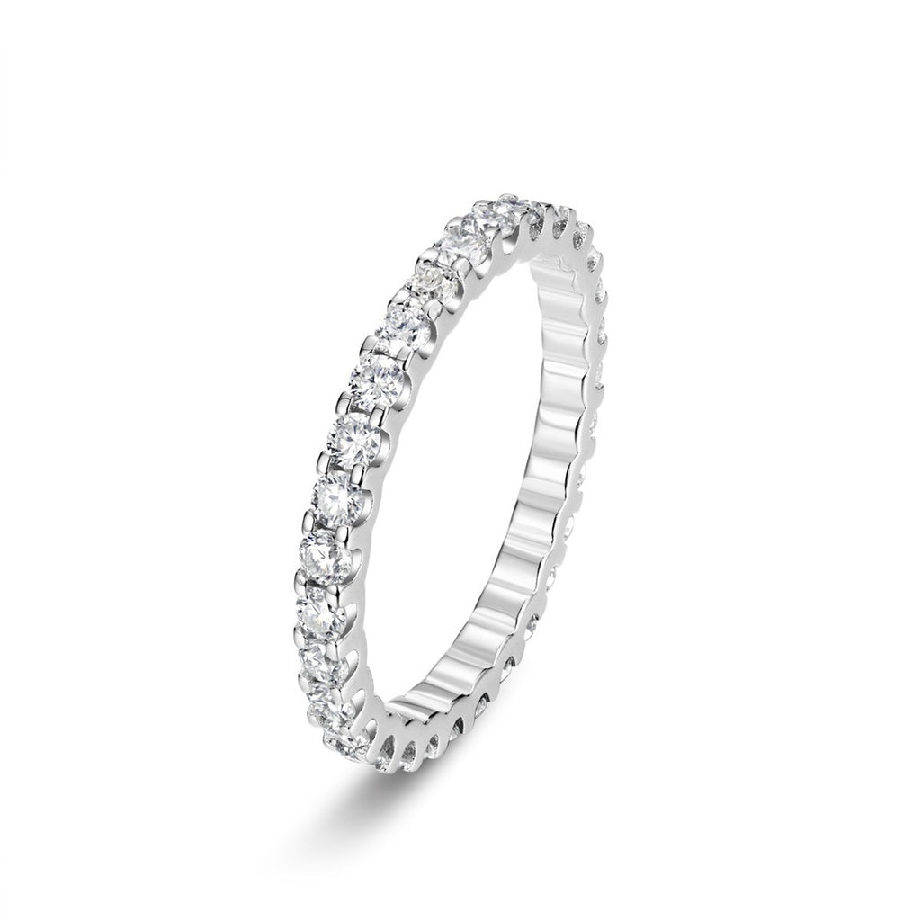 S925 Sterling Silver Full Eternity Moissanite Ring | White Gold & Gold