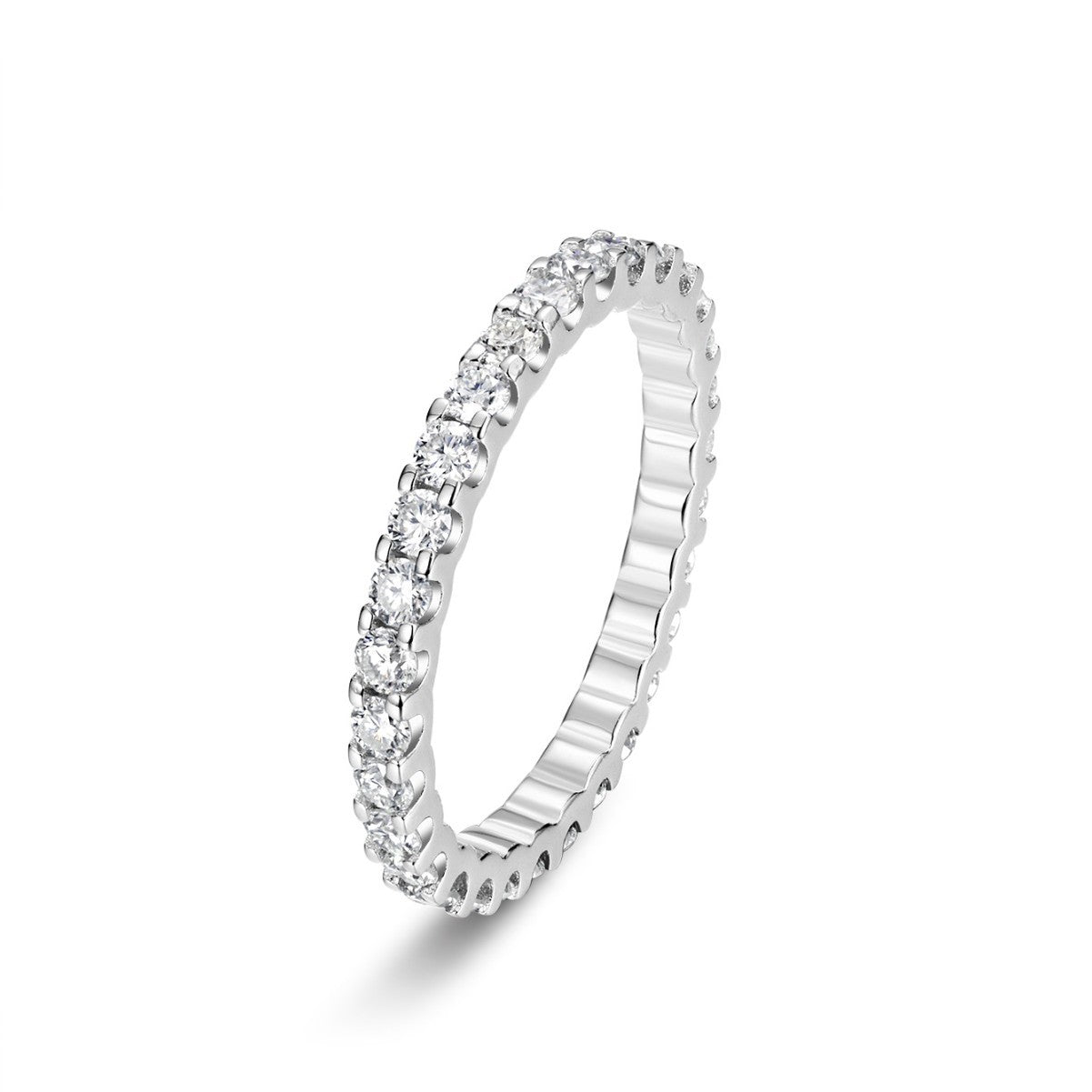 S925 Sterling Silver Full Eternity Moissanite Ring | White Gold & Gold