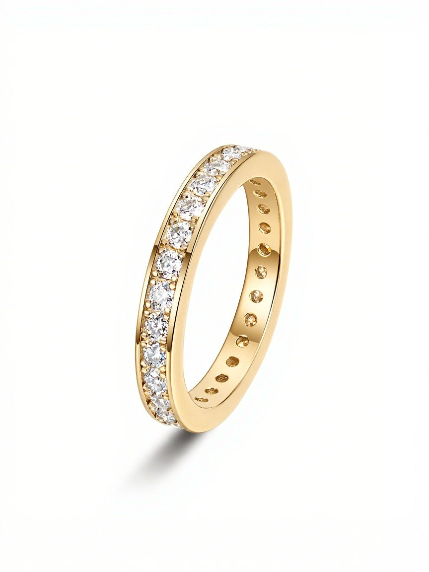 S925 Sterling Silver Eternity Band Moissanite Ring | Sparkling Luxury
