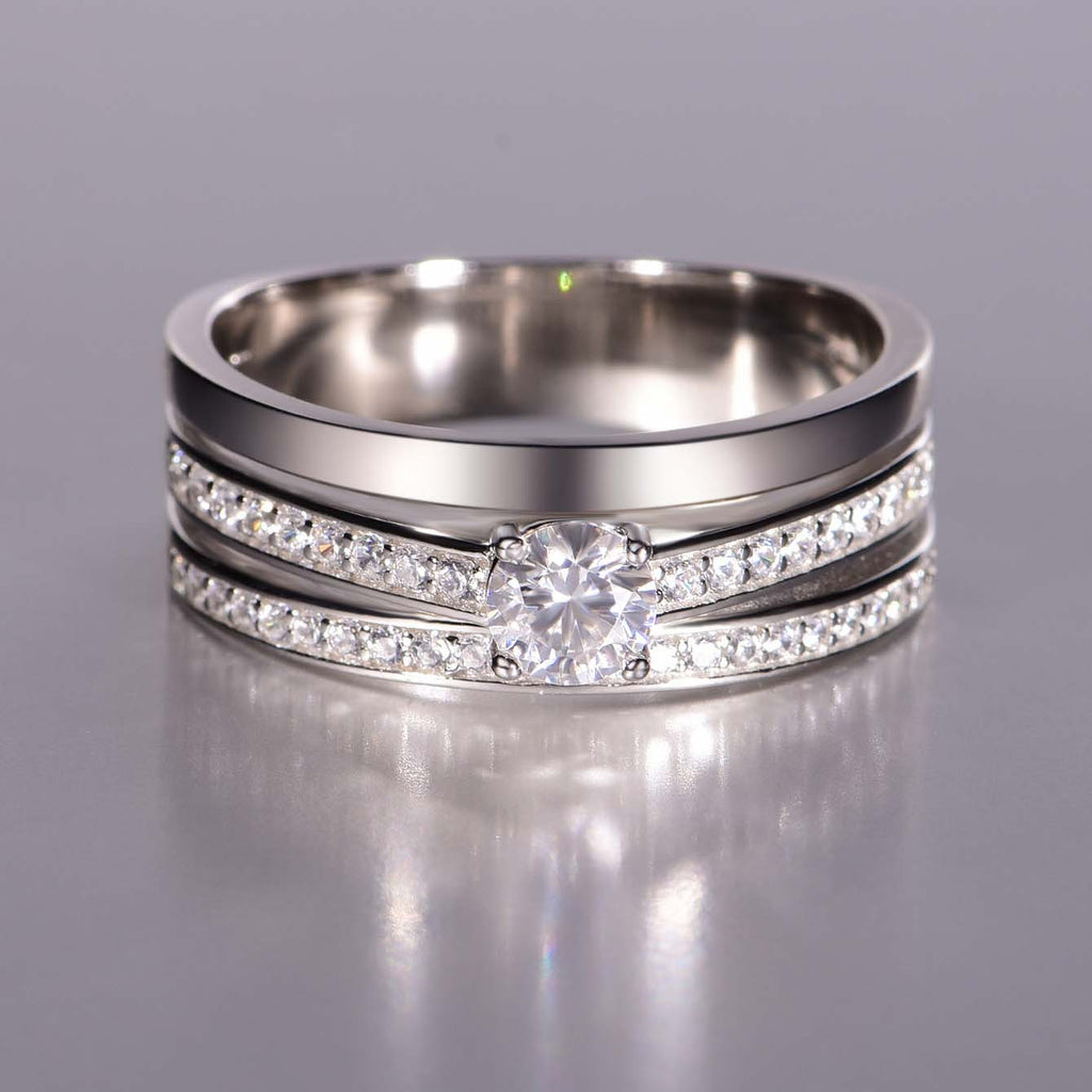 S925 Sterling Silver Men's Bold Moissanite Wide Ring | 0.4CT, US Size 5–11