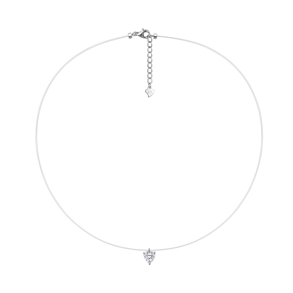 S925 Sterling Silver Moissanite Invisible Chain Necklace | Multiple Shapes & Carats
