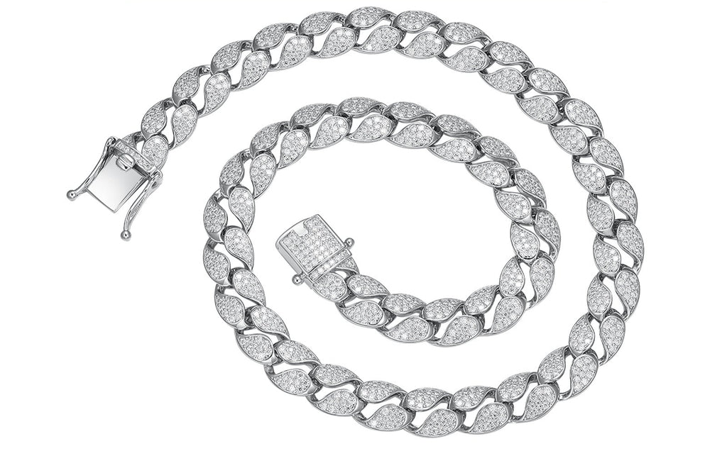 S925 Sterling Silver 10mm Moissanite Cuban Chain Men's Necklace | Gold & Silver