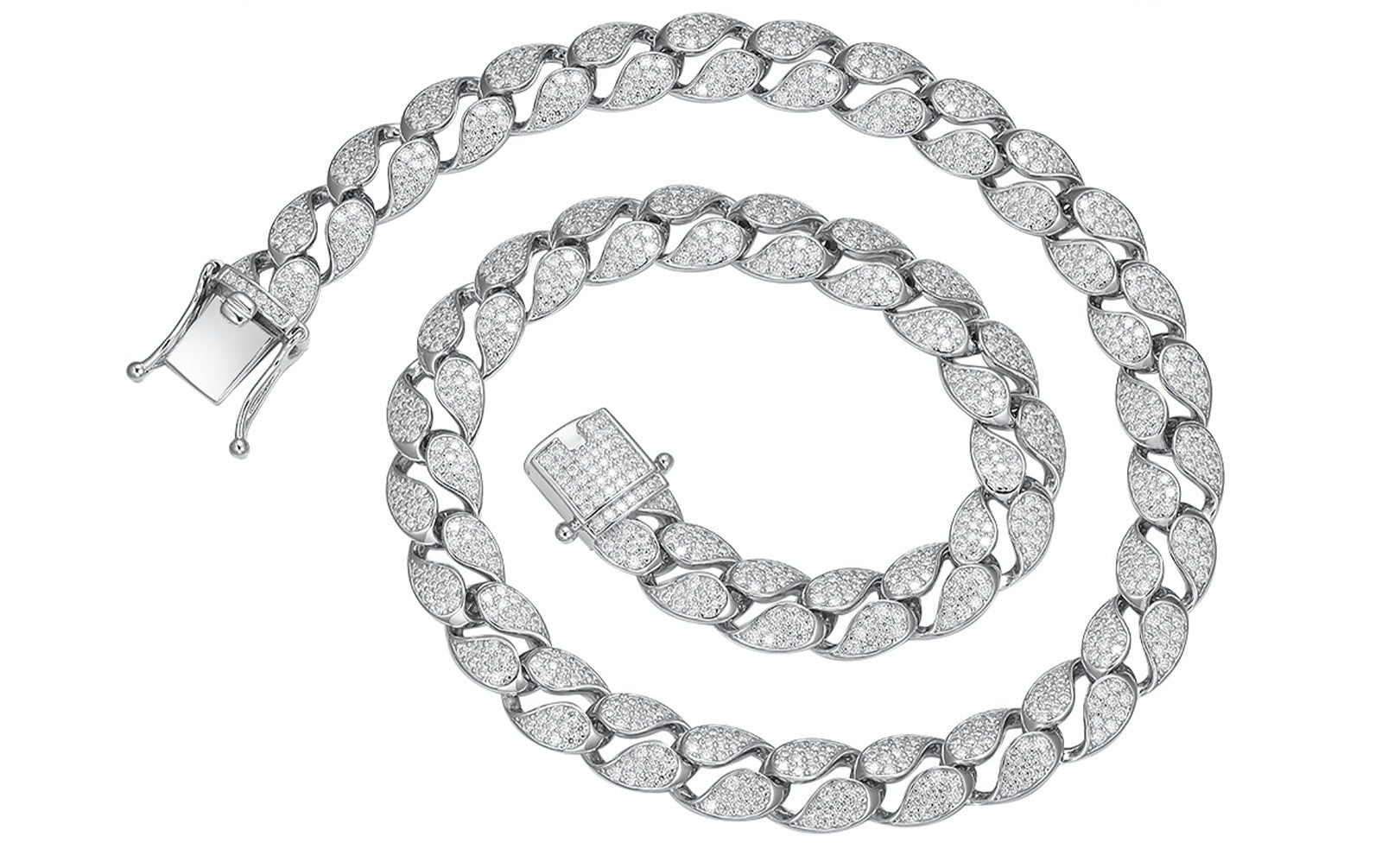 S925 Sterling Silver 10mm Moissanite Cuban Chain Men's Necklace | Gold & Silver