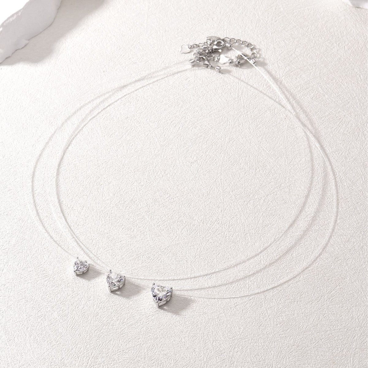 S925 Sterling Silver Moissanite Invisible Chain Necklace | Multiple Shapes & Carats