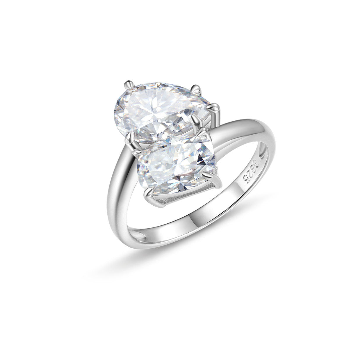 S925 Sterling Silver Oval & Teardrop Moissanite Ring | Luxury Women's Jewelry