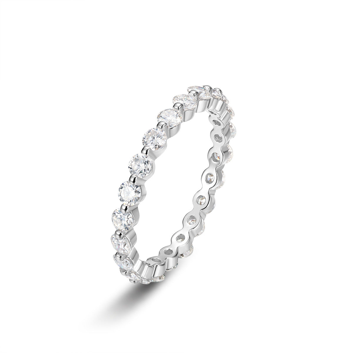 S925 Sterling Silver Full Pavé Moissanite Women's Ring | Gold & White Gold