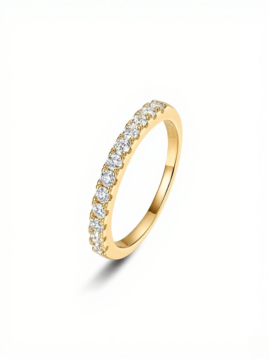 S925 Sterling Silver Half Eternity Moissanite Ring | 1.3mm & 2.0mm