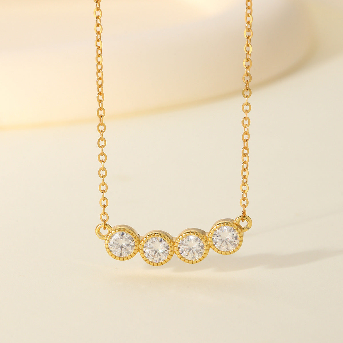 S925 Sterling Silver Four Stone Moissanite Collarbone Necklace | Minimalist Luxury