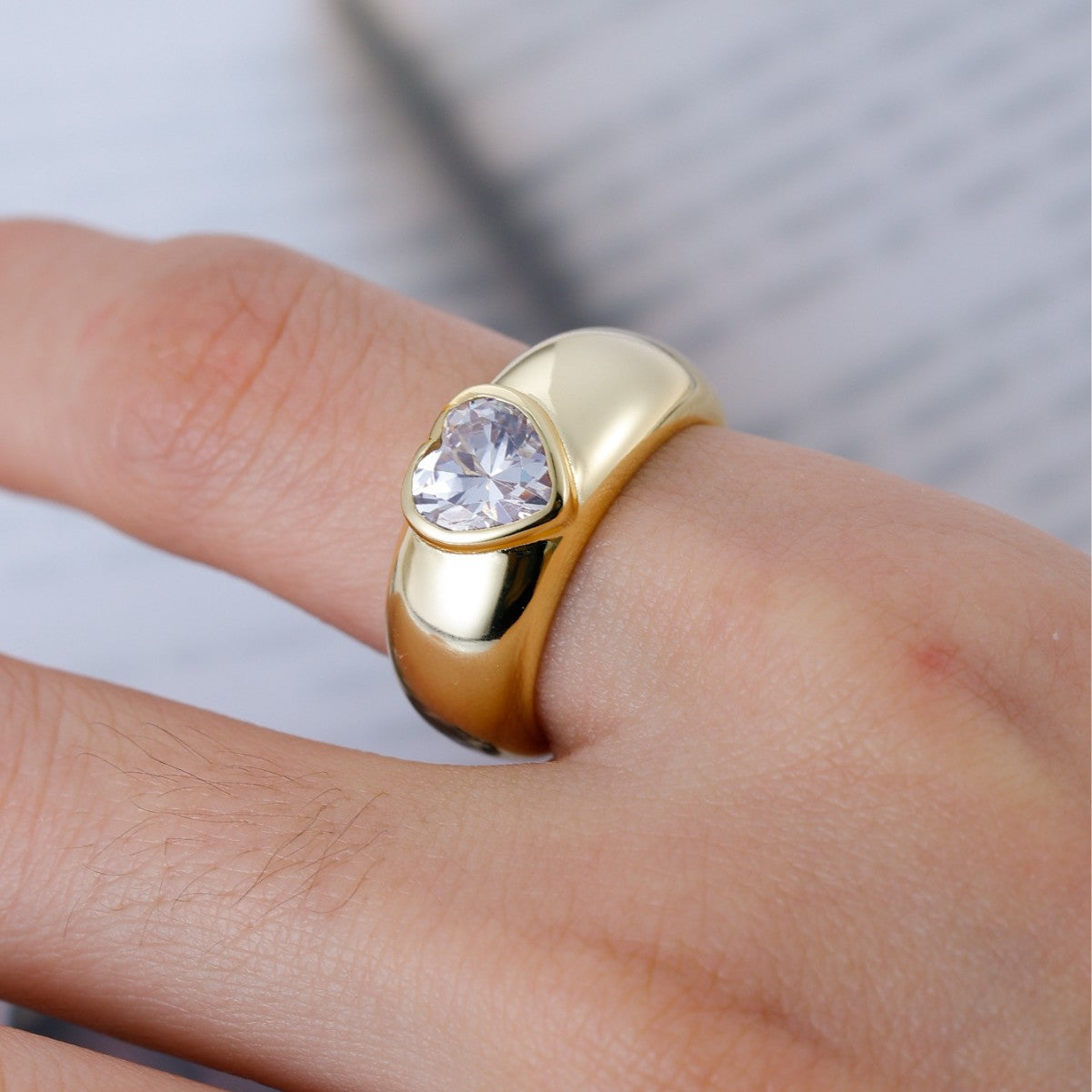 S925 Sterling Silver Heart Moissanite Women's Ring | 1.2CT, Gold & White Gold