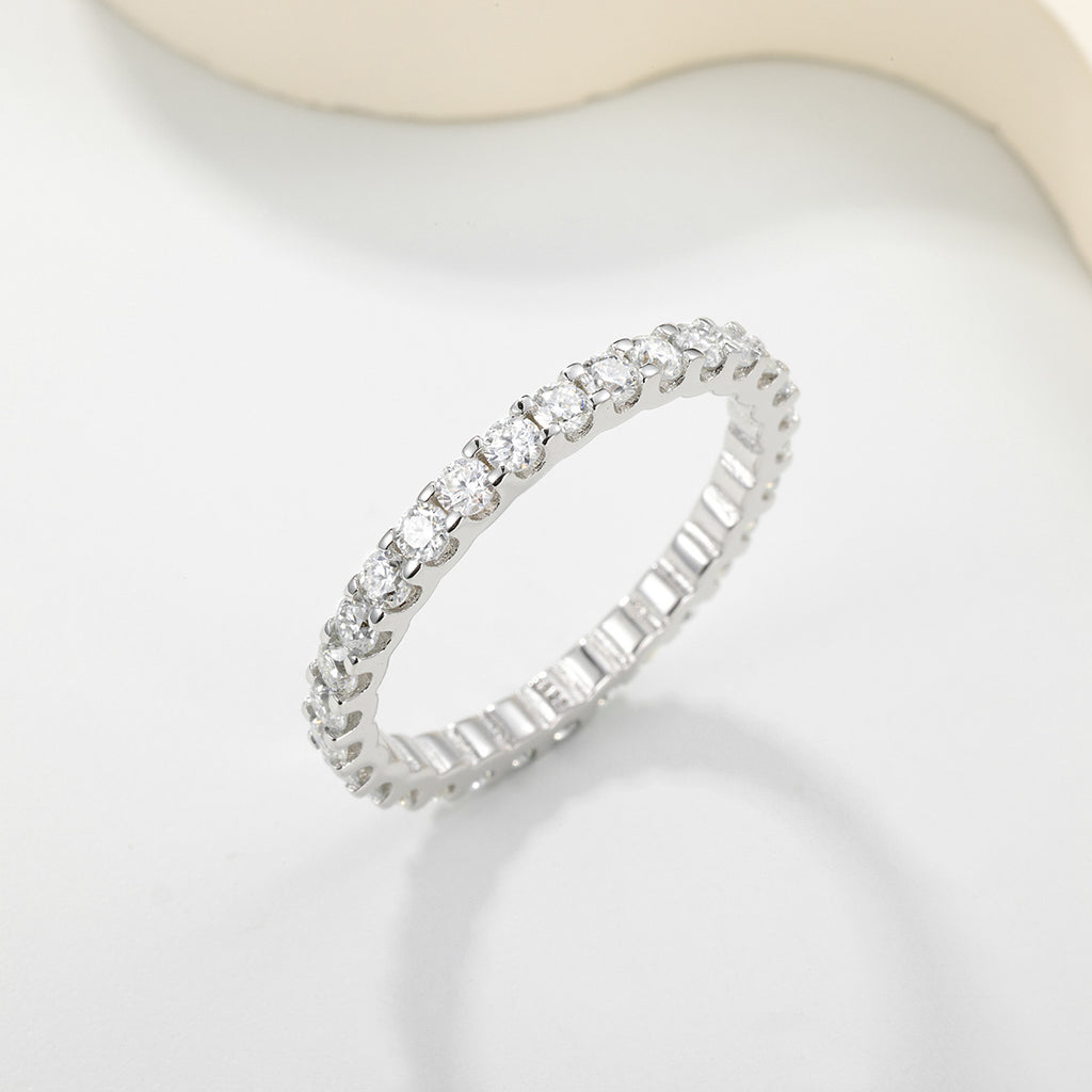 S925 Sterling Silver Full Eternity Moissanite Ring | White Gold & Gold