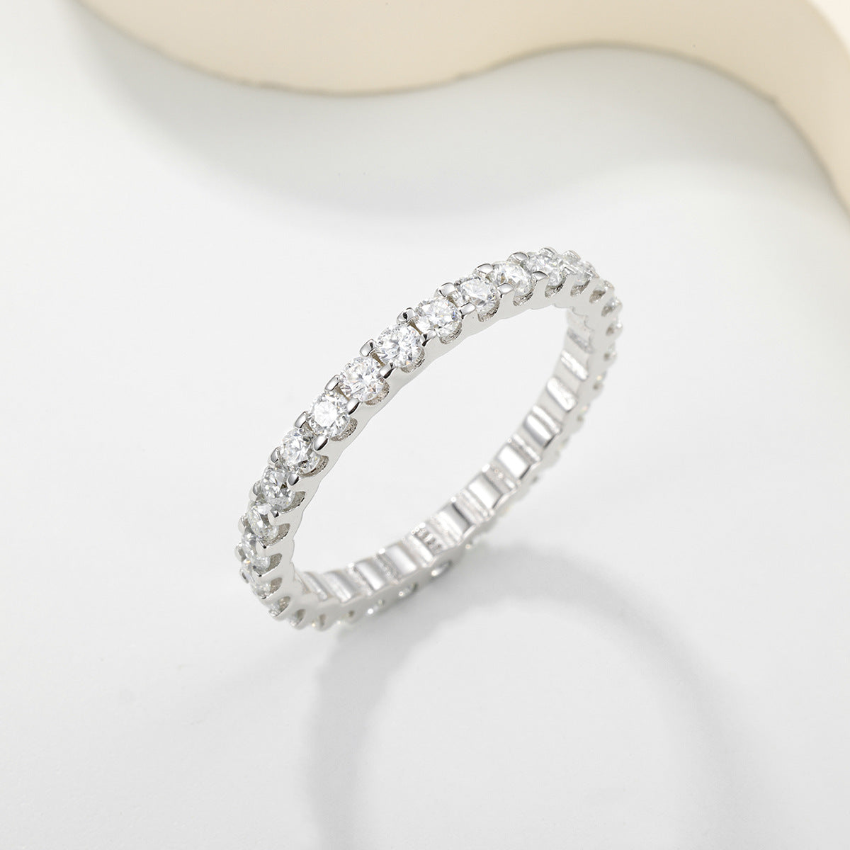 S925 Sterling Silver Full Eternity Moissanite Ring | White Gold & Gold