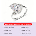 S925银莫桑石戒指水滴大主石花冠造型金色显闪女款爆款热卖款