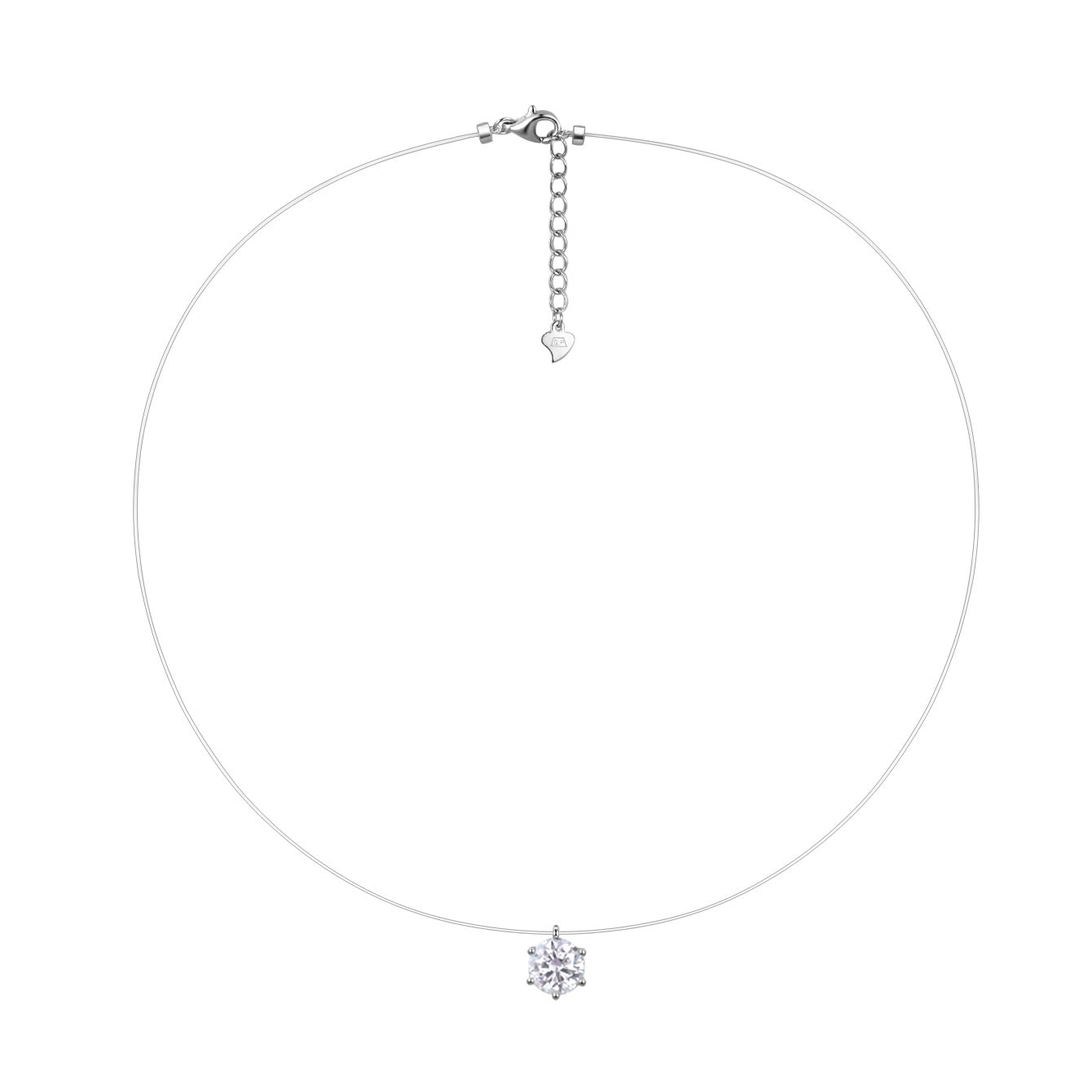 S925 Sterling Silver Moissanite Invisible Chain Necklace | Multiple Shapes & Carats