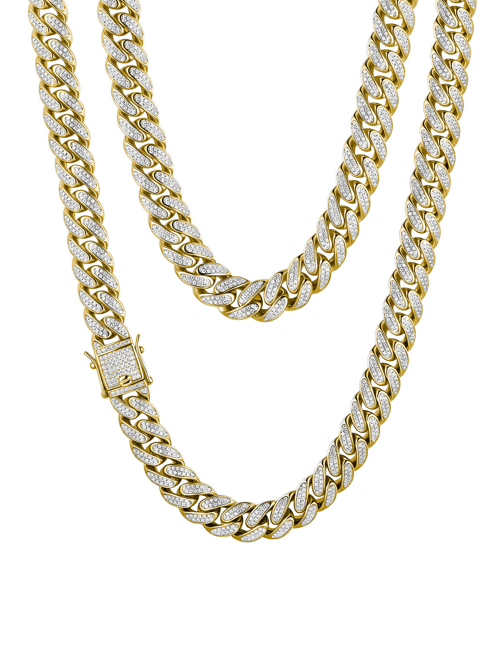 S925 Sterling Silver Wide Moissanite Cuban Link Necklace | 12mm & 13mm, Gold & Silver