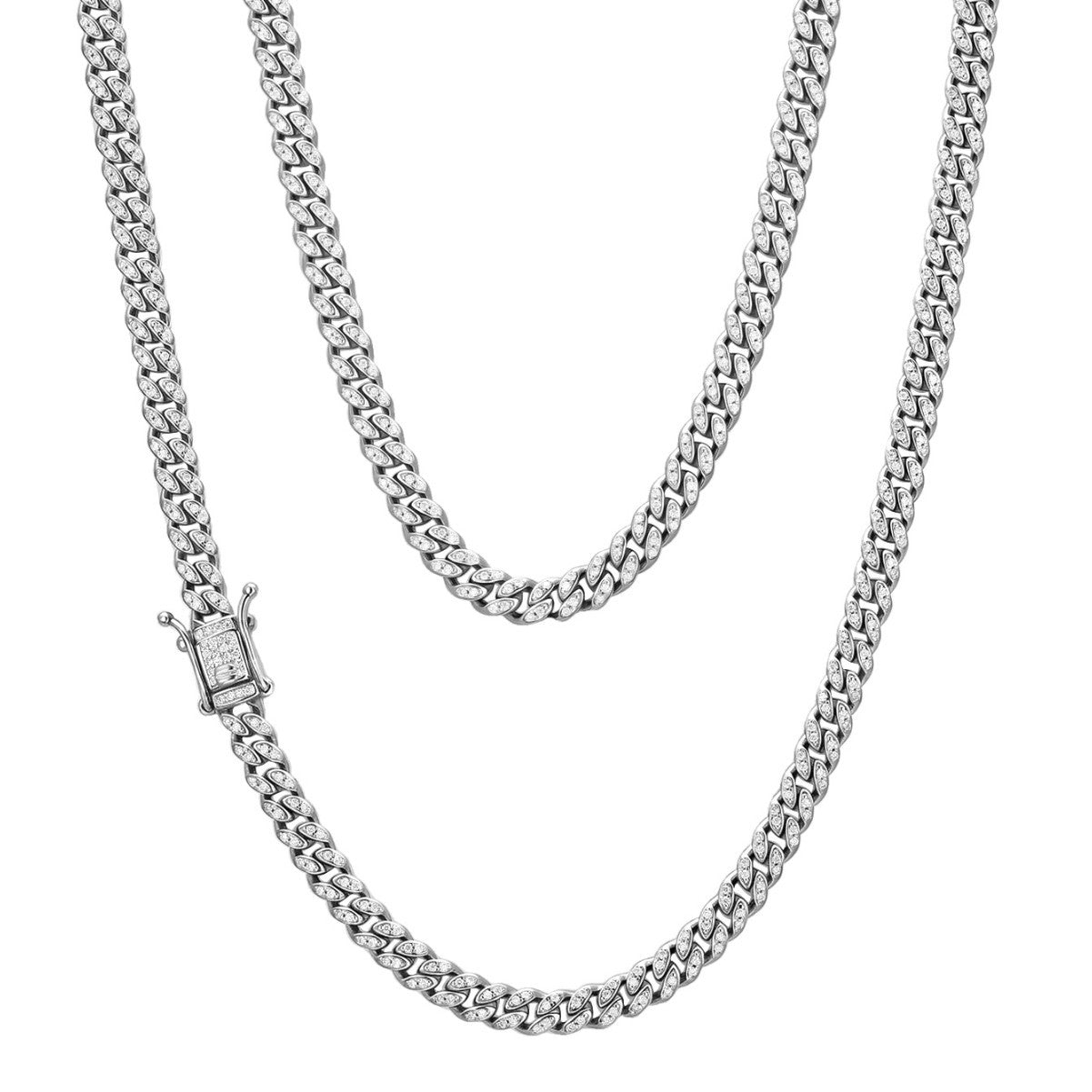 S925 Sterling Silver Moissanite Cuban Link Chain Necklace | Hip Hop, 5mm & 7mm