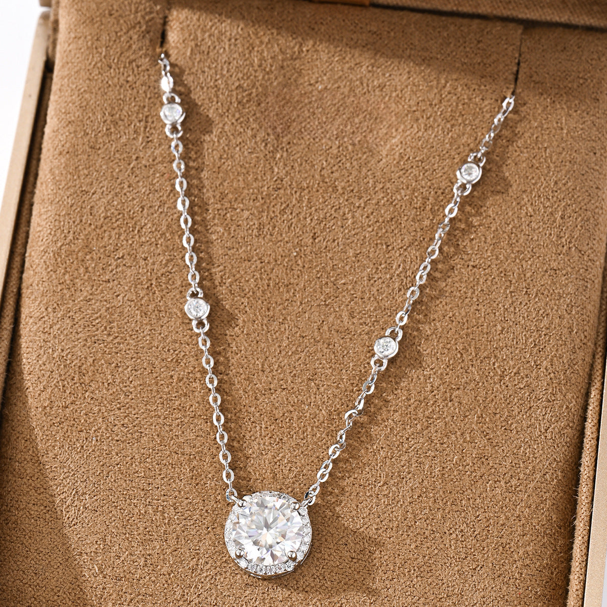 S925 Sterling Silver Starlight Moissanite Pendant Necklace | 0.5CT–3CT
