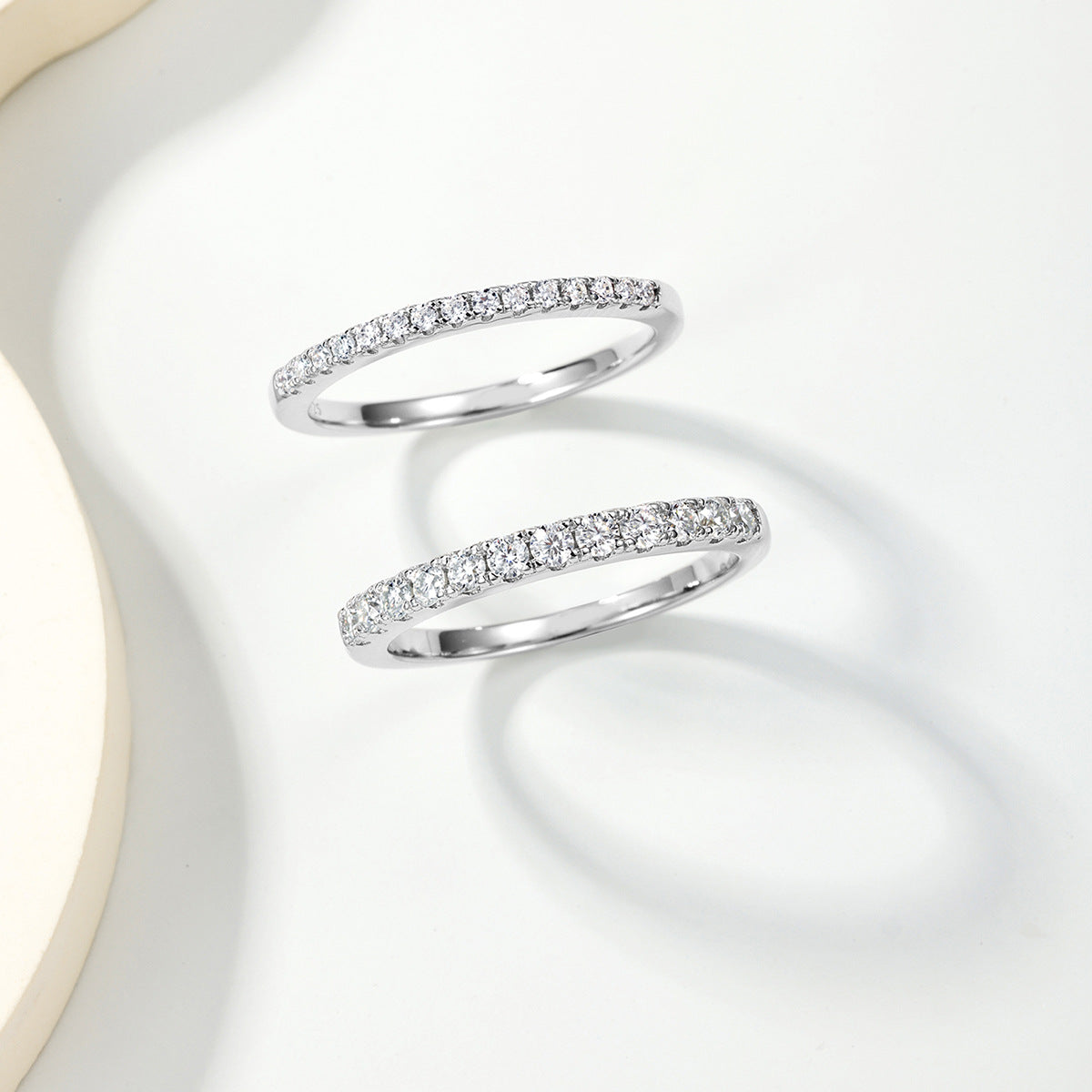 S925 Sterling Silver Half Eternity Moissanite Ring | 1.3mm & 2.0mm