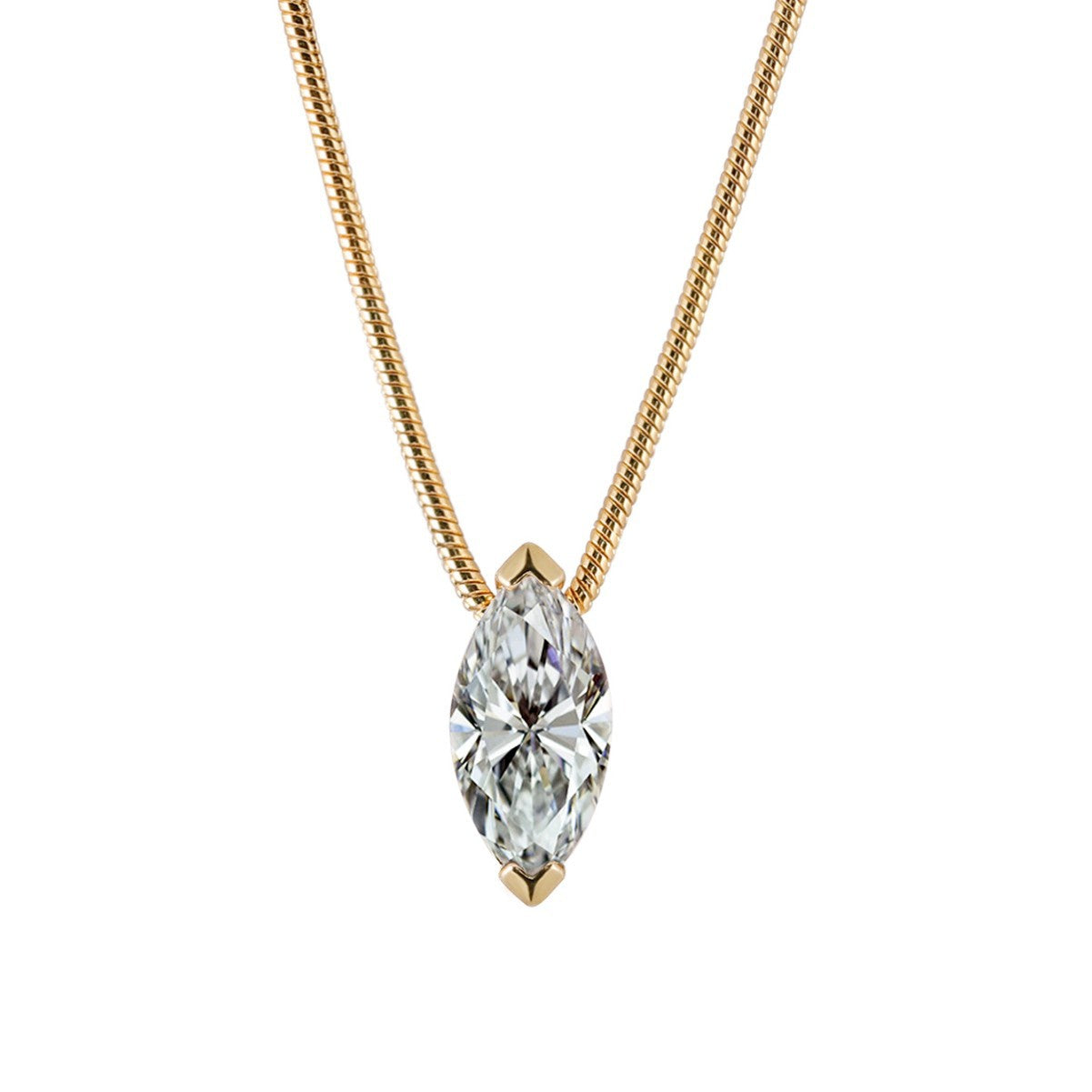 S925 Sterling Silver Marquise Moissanite Drop Pendant Necklace | Gold & Silver
