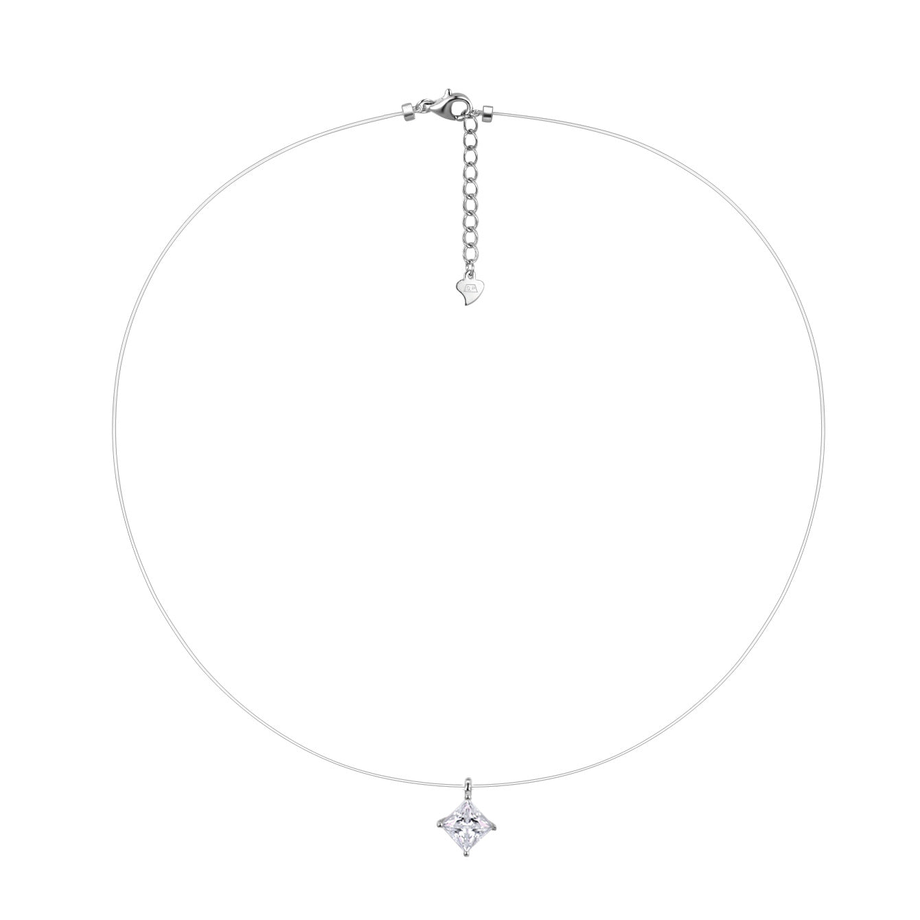 S925 Sterling Silver Moissanite Invisible Chain Necklace | Multiple Shapes & Carats