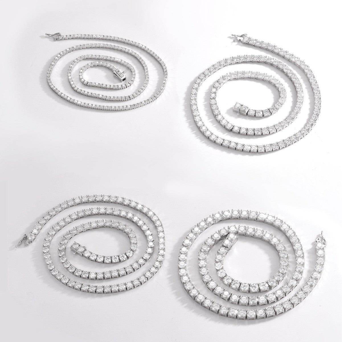 S925 Sterling Silver Moissanite Tennis Necklace | 2mm–6.5mm Stone Sizes