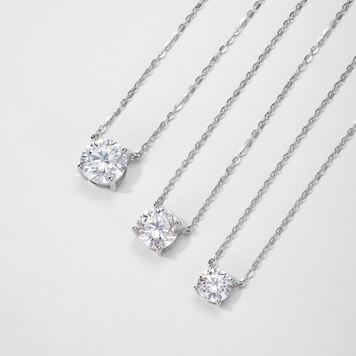 S925 Sterling Silver Moissanite Solitaire Pendant Necklace | 1CT–3CT