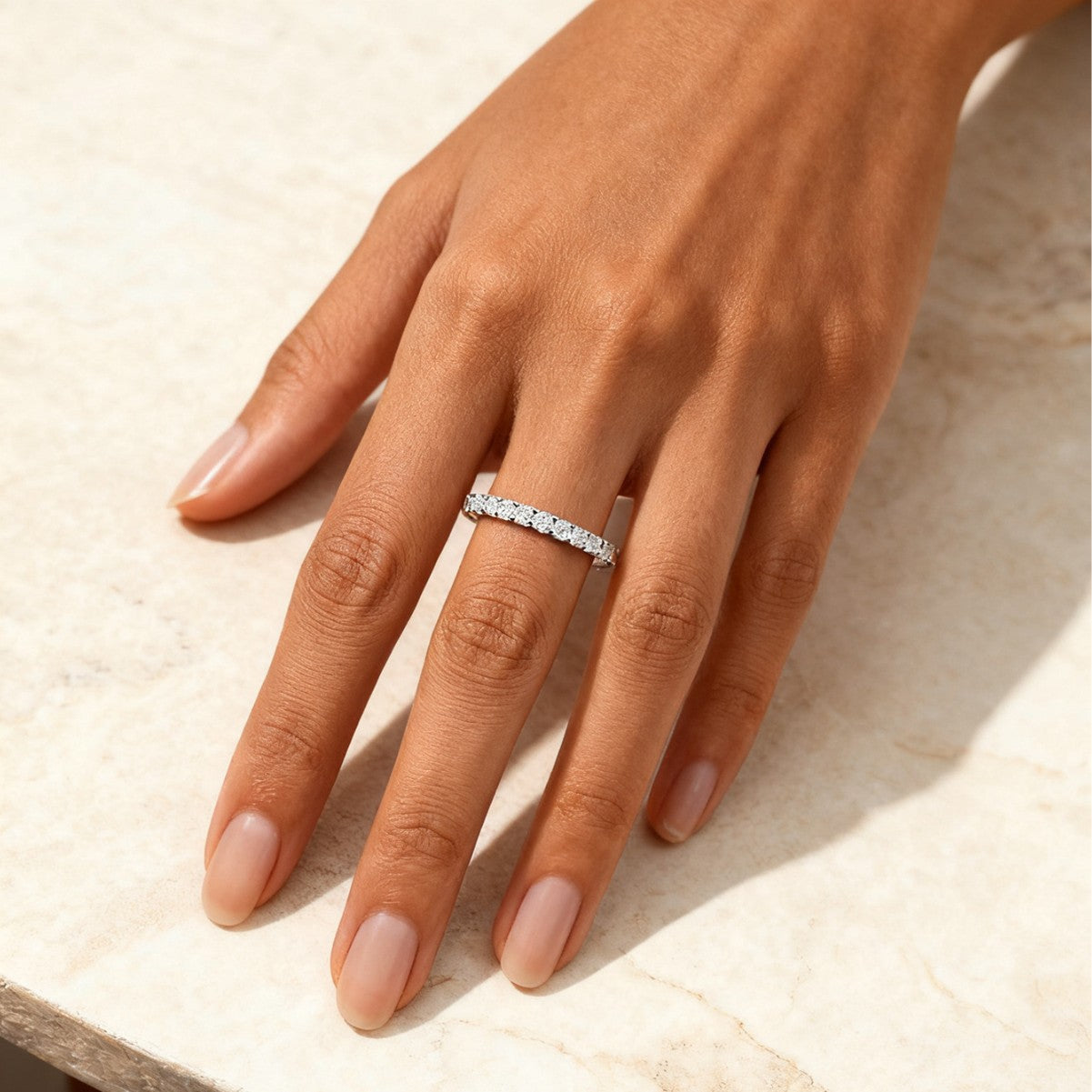 S925 Sterling Silver Full Eternity Moissanite Ring | White Gold & Gold