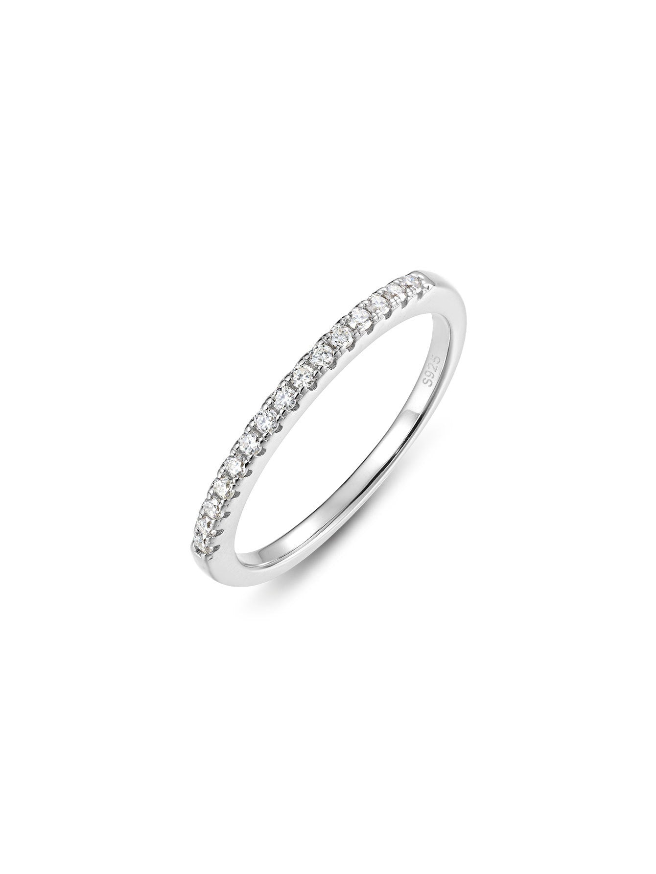 S925 Sterling Silver Half Eternity Moissanite Ring | 1.3mm & 2.0mm