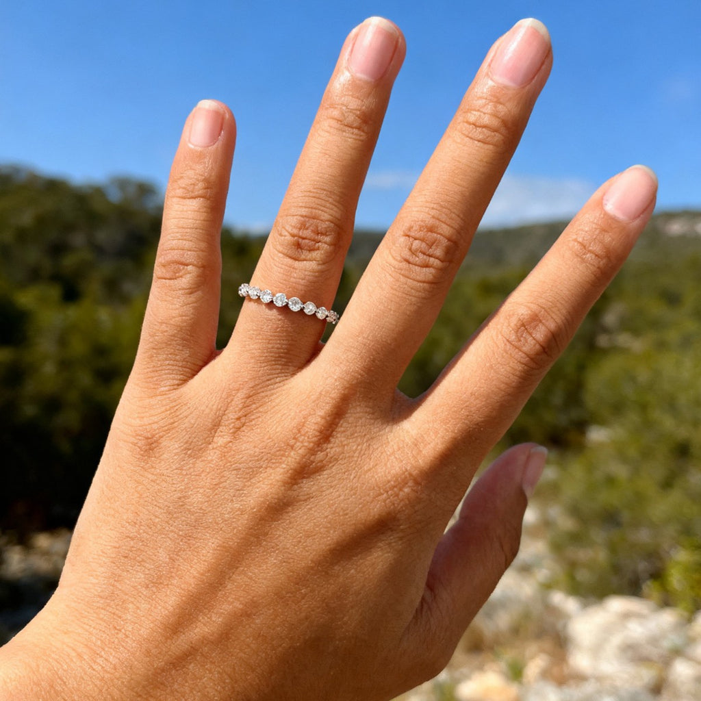 S925 Sterling Silver Full Pavé Moissanite Women's Ring | Gold & White Gold