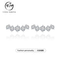 S925 Sterling Silver Five Stone Row Moissanite Stud Earrings | White Gold