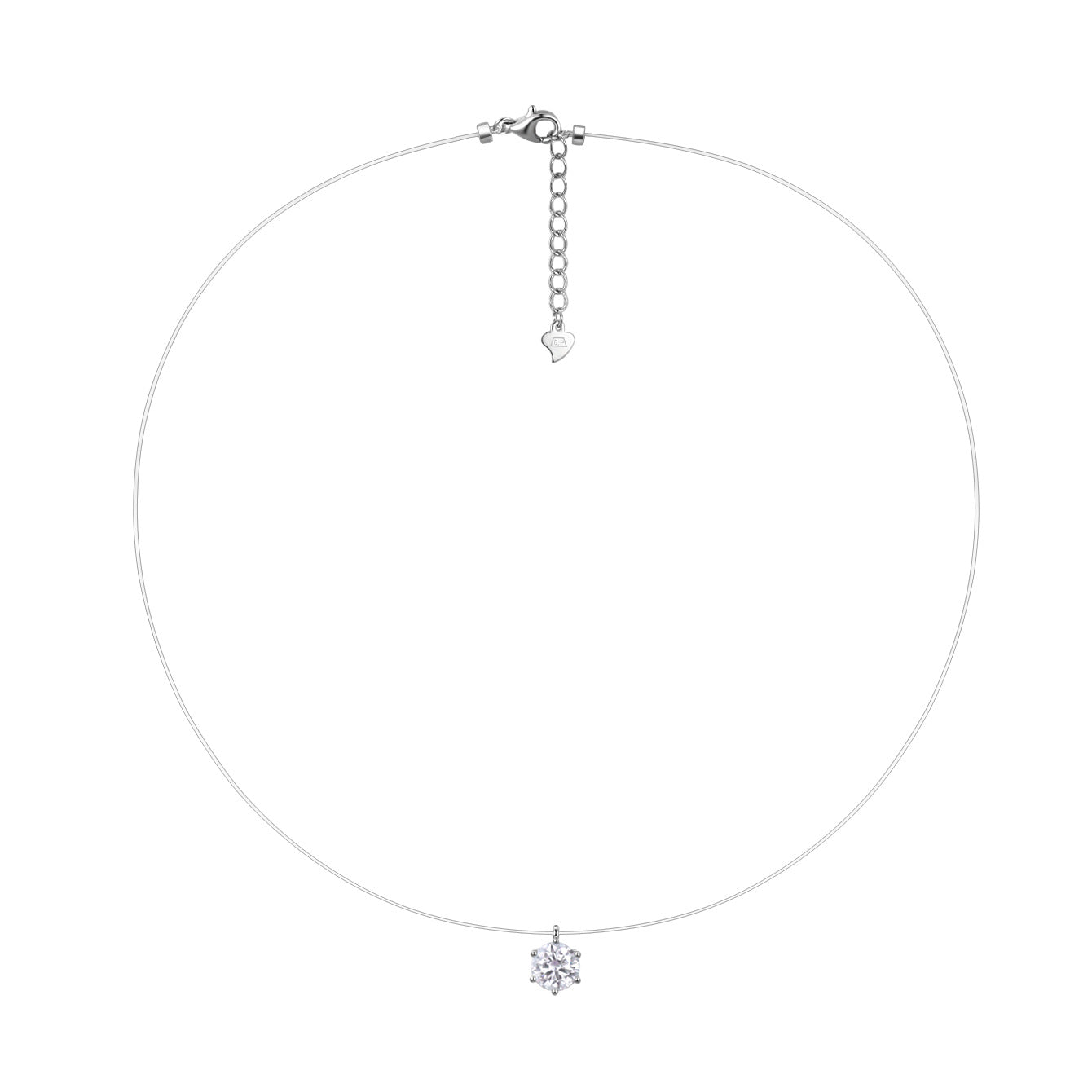 S925 Sterling Silver Moissanite Invisible Chain Necklace | Multiple Shapes & Carats