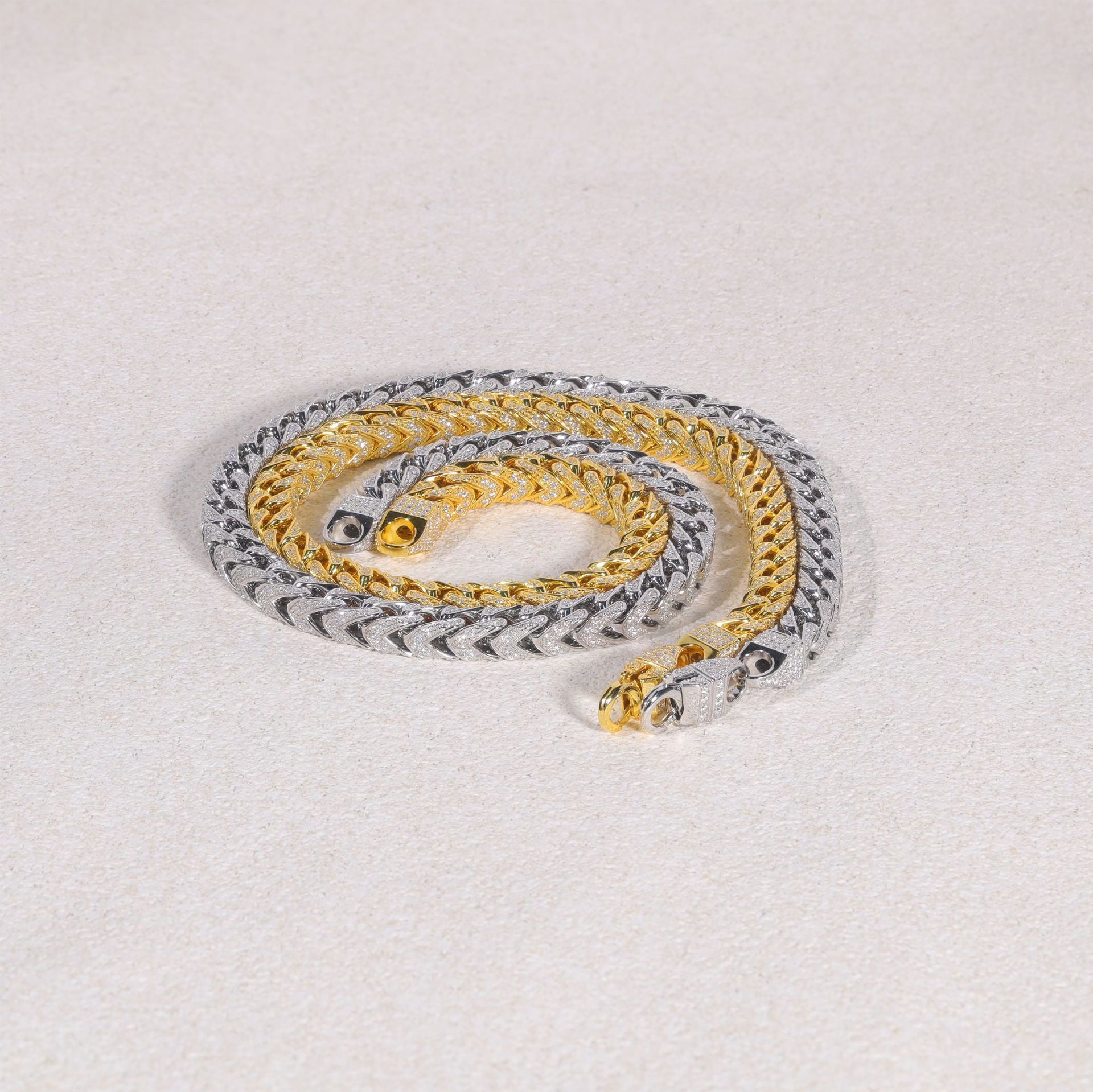 S925 Sterling Silver Full Moissanite Cuban Link Necklace | Gold & Silver