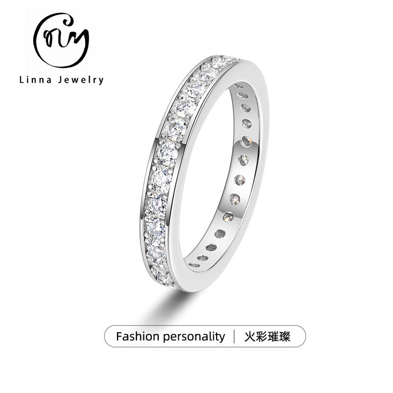 S925 Sterling Silver Eternity Band Moissanite Ring | Sparkling Luxury