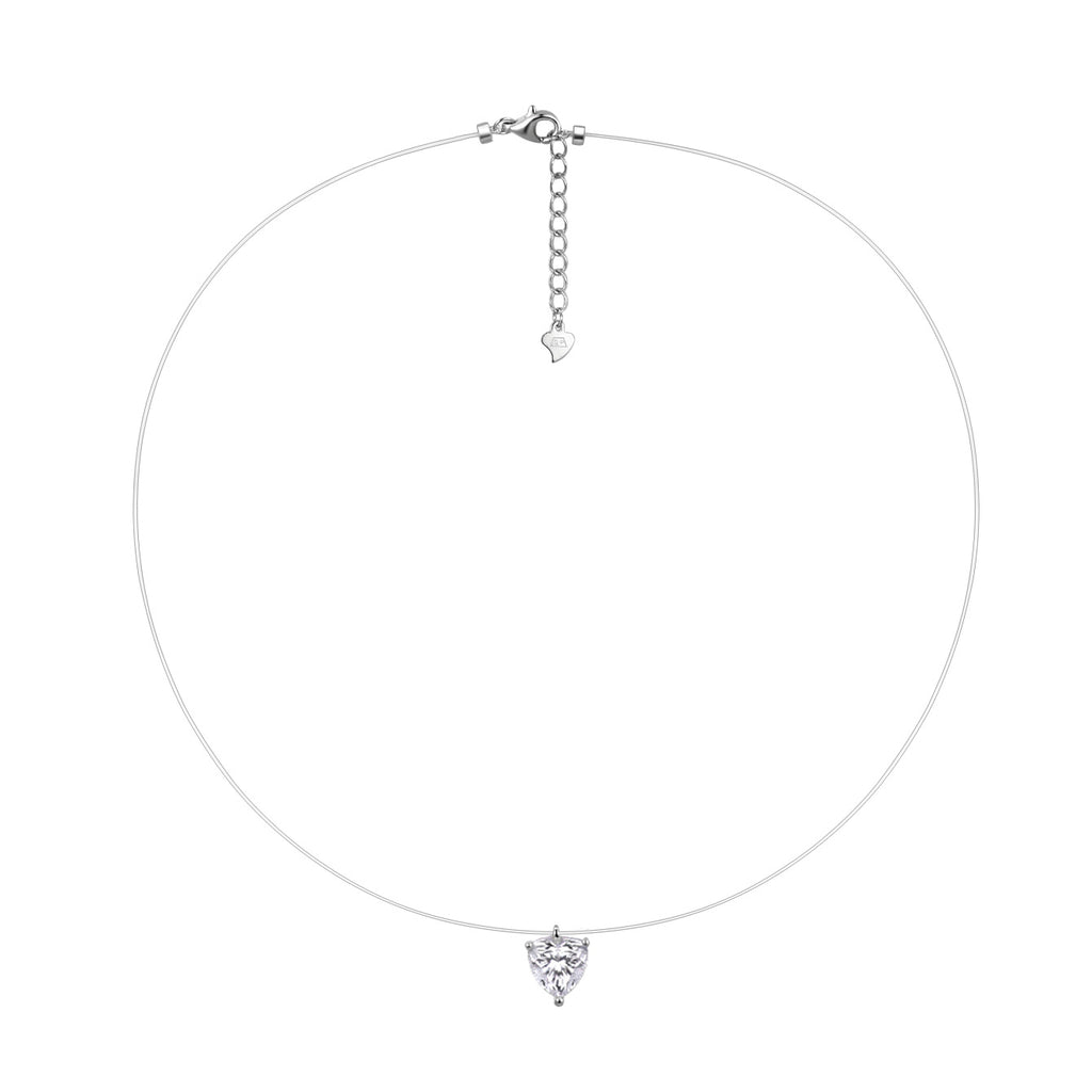 S925 Sterling Silver Moissanite Invisible Chain Necklace | Multiple Shapes & Carats