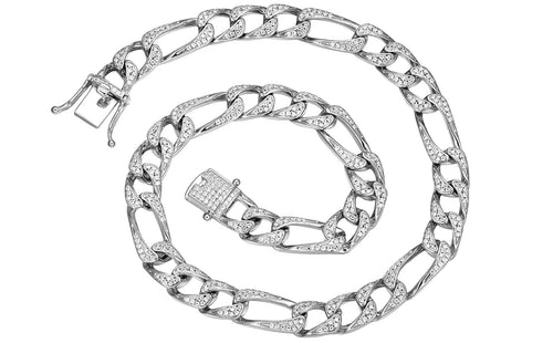 S925 Sterling Silver 3+1 Pattern 10mm Moissanite Cuban Link Necklace | Gold & Silver