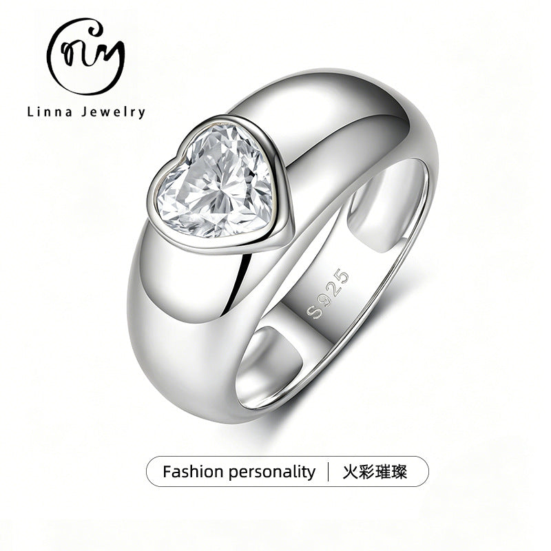 S925 Sterling Silver Heart Moissanite Women's Ring | 1.2CT, Gold & White Gold